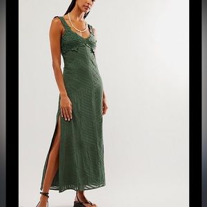 Free People Coastal Treasures Crocheted Maxi Dress in Topiary